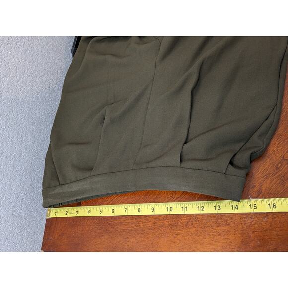 Forever 21 Straight Leg Dress Pants M Olive High Rise Pleated Front Elastic Back - Picture 6 of 9